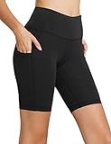 BALEAF Women's Biker Shorts High Waist Yoga Running Workout Gym Spandex Compression Tummy Control Summer Pockets 8' Black XL