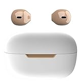 Mini Wireless Bluetooth Earbuds Small Headphone Semi in-Ear Headset with Charging Case Handsfree for iPhone and Android Phones(Ivory)