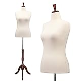 Bonnlo Female Dress Form Size 10-12, Adjustable Height Torso Body with Upgraded Tripod Stand, Medium Size Mannequin for Sewing and Display (10-12, Cream1)