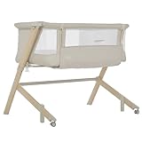 Evolur Stellar Bassinet and Bedside Sleeper, Easy to Fold and Carry, Lightweight and Portable Baby Bassinet, Height Adjustable, Mattress Pad Included, Beige