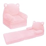 QIUODO Toddler Chair Plush with Removable Cover, Kids Sofa Bed to Lounger, Comfy Kids Couch for Kids Age 1-3 (Pink Kitty)