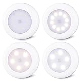 STAR-SPANGLED 4 Pack 3.1” Dimmable Push Tap Lights, Stick on LED Touch Puck Lights AA Battery Operated, 3 Color Modes Sticky Button Lights for Classroom, Kitchen, Under Cabinet, Closet