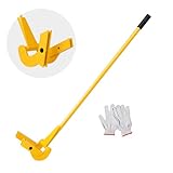 Pallet Buster Tool with 41‘’ Handle, Carbon Steel Heavy Duty Deck Wrecker Pry Bar Puller Wood Pallet Tool Breaker Pry Bar Puller, Articulating Pivot-Action Head Deck Board Removal Tool, Yellow