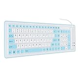 Foldable Silicone Keyboard,USB Wired Silicone Keyboard,103 Keys Waterproof Rollup Keyboard,Soft Touch Keyboard for PC,Laptop,Notebook(Blue)