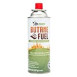 Jo Chef Butane Fuel Canister, 8. 8 oz Butane Cylinder, Pure Refined Butane Gas for Camping Stove Or Use Directly with Brûlée Kitchen Blow Torch Head (1 Can)