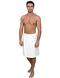 TowelSelections Men's Wrap Adjustable Cotton Fleece Shower Bath Gym Cover Up Small/Medium White