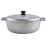 IMUSA 7.5 Quart Traditional Natural Made in Colombia Caldero with Lid for Cooking and Serving,Silver