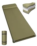 Vidoya Self Inflating Sleeping Pad 2.36' Ultra-Thick Memory Foam Camping Mattress Pad with Pillow Fast Inflatable High-Density Foam Sleeping Mat for Camping/Cot/Travel/Car/SUV/Tent (Army Green)