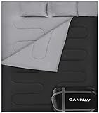 CANWAY Double Sleeping Bag,2 Person Sleeping Bag Lightweight Waterproof with 2 Pillows for Camping, Backpacking, or Hiking for Adults or Teens Queen Size XL & XXL