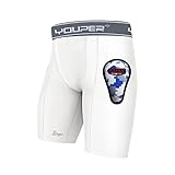 Youper Boys Athletic Supporter, Compression Shorts w/Soft Protective Athletic Cup, Youth Sizes (Small, White Grey)