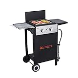 Flat Top Grill, Camplux Outdoor Gas Griddle Grill Combo 2 Burner with Lid,Black
