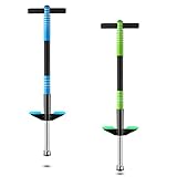 Leitee 2 Pack Pogo Stick for Kids Age 6 and Up, Suitable for 40-80 lbs, Soft Foam Jump Stick, Pogo Stick for Beginners Kids Exercise Body Balance Keep Healthy (Green and Blue)