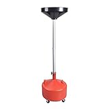 A A IN AA045 8 Gallon Portable Waste Oil Drain,Industrial Fluid Drain Tank with Wheels and Adjustable Funnel Height. Red.