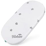 Bassinet Mattress Pad (15'x 30'), Fit for Moses Basket, Delta Children, Fisher-Price Soothing and Dream On Me Lacy Baby Bassinet, Oval Waterproof Breathable Soft Foam with Removable Zippered Cover