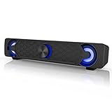 Smalody Small Computer Speakers for Desktop Gaming Monitor, PC Speakers for Desktop Monitor, Computer Speaker Wired USB Powered, Mini Soundbar with Cool Led Light Effect