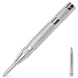 MulWark 6' Automatic Center Punch for Metal - Spring Loaded Center Punch Tool with Extra Replacement Tip - Adjustable Impact One-Handed Spring Punch for Wood, Plastic, Stainless Steel