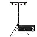 Telbum DJ Lights Package with Stand 4 Double-Sided Moving Head Can Set DMX Mobile Gig Bar LED Stage Lighting System Sound Activated Remote Control Spotlight Kits for Party Wedding Church Band Booth