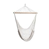 ALL NAHLO The Enedina Hammock Hanging Cotton Rope Bedrooms Swing Chair Seat 1 Unit - Straight Wood Comfortable Bed Durable Large Yard Bedroom Porch Indoor Garden Lightweight Hammocks Person Tree Stand