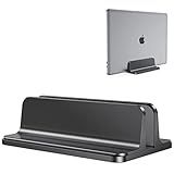 OMOTON Vertical Laptop Desktop Stand Holder with Adjustable Dock Size, Aluminum , Fits All MacBook, Surface, Chromebook and Gaming Laptops (Up to 17.3 inches), Black