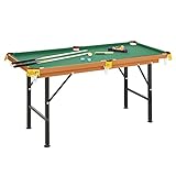 Soozier 55' Portable Folding Billiards Table Game Pool Table for Whole Family Number Use with Cues, Ball, Rack, Chalk, Green