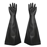 Heavy Duty Sandblasting Gloves 27.5' Rubber Gloves for Sandblaster Protective Safety Work Black Gloves