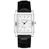 Avaner Men's Square Watch, Vintage Leather Cuff Watch, Roman Numeral Analog Quartz Wristwatch, Leather Strap Classic Retro Watch