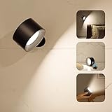 Deyagoo LED Wall Sconce, Wall Mounted Lamp with Rechargeable Battery Operated USB Port 3 Color Temperature & 3 Brightness Level 360°Rotate Magnetic Ball, Cordless Light for Reading Study Bedside