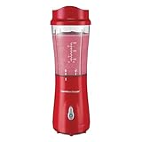 Hamilton Beach Portable Blender for Shakes and Smoothies with 14 Oz BPA Free Travel Cup and Lid, Durable Stainless Steel Blades for Powerful Blending Performance, Red (51101RV)