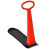 Goplus Ski Scooter Fold-up Snowboard, Snow Scooter W/Grip Handle, Sliding Snow Sled for Snow, Dune, Grass, Portable Kick Scooter Sled for Kids Toddlers Teenagers, Winter Toys (Red+Black)