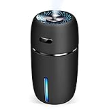 Lion Palace USB Car Humidifier,200 Milliliter Mini Portable Humidifiers Air Purifier with 7 Colors LED Night Light,Car Office Room Bedroom, etc.（Black）