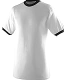 Augusta Sportswear Large Ringer Tee Shirt, White/Black