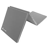 ProsourceFit Tri-Fold Folding Thick Exercise Mat 6’x2’ with Carrying Handles for MMA, Gymnastics Core Workouts, Grey