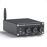 Fosi Audio BT20A Bluetooth 5.0 Stereo Audio 2 Channel Amplifier Receiver Mini Hi-Fi Class D Integrated Amp 2.0 CH for Home Speakers 100W x 2 with Bass and Treble Control TPA3116 (with Power Supply)