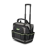 AWP Rolling 14 Inch Tool Bag with Telescoping Rubber Handle and Heavy-Duty Wheel, Water-Resistant Construction