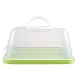 BESTOYARD Green Square Cake Carrier Storage Container Macaron Box with Handle Portable Pie Saver Travel Platter for Bakers Chefs Caterers