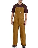 Carhartt Men's Loose Fit Washed Duck Insulated Bib Overall, Brown, X-Large