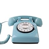Rotary Dial Phone, MCHEETA Retro Phone 1980's Vintage Phone, Old Telephone Antique Corded Landline Phone for Home/Office (Blue)