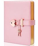 CAGIE Lock Diary for Girls with 2 Keys, Diary with Lock for Girls ages 8-12, Heart-Shaped Locked Journal for Women, Gold Edged Pages 5.3 x 7 Inch