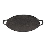 Korean Grill Pan - Round BBQ Induction Griddle Pan for Stove Top | Durable Grill Skillet for Indoor & Outdoor Grilling, Nonstick Grill Pan Barbecue Seasoned, Paella Pan Camping Grill Griddle