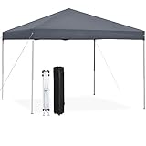 ZENY 10x10 Pop Up Canopy Tent Easy Set-up Outdoor Patio Canopy Adjustable Straight Leg Heights Instant Shelter with Wheeled Bag, Ropes (10x10ft-Grey)