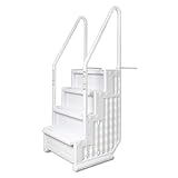 Poolzilla Premium Pool Step Ladder for Above Ground Pools - Deck Mounted Ladder w/Double Handrails - for 48’’ to 54’’ in. Above Ground Pools