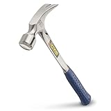 Estwing E3‐22S 22 oz Straight Claw Hammer with Smooth Face & Shock Reduction Grip, Silver