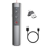 DCLIKRE Wireless Clicker for Powerpoint Presentations with Laser Pointer, Rf 2.4GHz 2 in 1 USB Type C Rechargeable Long Range Remote Slide Advancer for Laptop/Mac
