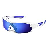 Polarized Sports Sunglasses for Men Women Youth Baseball Cycling Running Driving Fishing Golf Motorcycle TAC Glasses (White Blue)