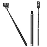 Selfie Stick Pole for GoPro Insta360 (116cm/45 inch), Carbon Fiber Waterproof Extension Monopod for Go Pro Max Hero 12 11 10 9 8 7 6 5 Insta 360 X2 X3 GO 3 DJI Action 3 4 AKASO Camera Accessories