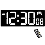 Soobest Digital Wall Clock with Seconds for Gym, Remote Countdown Timer Large LED Display 5 Dimmer (White)