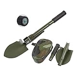 Military Small Folding Camping Shovel, Mini Compact Pickaxe with Carrying Pouch for Gardening, Off Road, Hunting, Car Emergency, Remove Ice (Military Green)