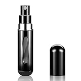 Kewjug Refillable Mini Perfume Atomizer Bottle，Portable Separate Bottles，Travel and Outings Spray Boxes Dispensers 5ml/0.2oz (Black)