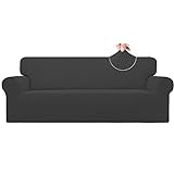 Easy-Going Stretch Sofa Slipcover 1-Piece Sofa Cover Furniture Protector Couch Soft with Elastic Bottom for Kids, Polyester Spandex Jacquard Fabric Small Checks (Sofa, Dark Gray)