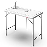 TooGooD Folding Fish Cleaning Table with Sink, Portable Camping Dish Washing Station w/ 31' Ruler Integrated